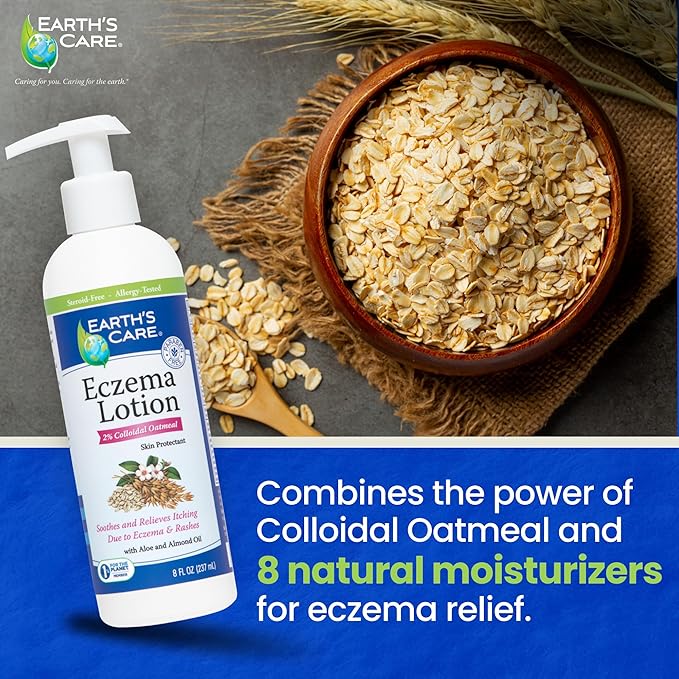Earth's Care Eczema Lotion - Natural Lotion for Eczema - Safe and Mild Eczema Lotion for Adults and Kids - 8 Fl OZ. (237 mL)