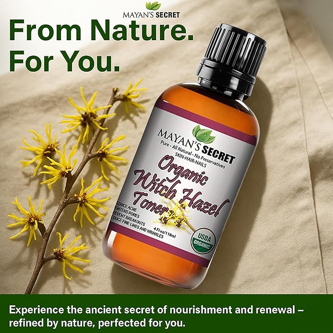 USDA Certified Organic Witch Hazel Toner by Mayan's Secret Facial Toner,