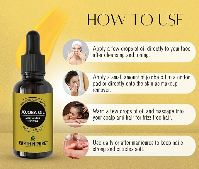 Earth N Pure Jojoba Oil Cold Pressed Natural and Therapeutic Grade for Skin & Hair 15 ml