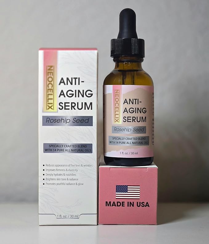 Anti-Aging Oil Serum – Made From 14 Pure All Natural Oils - Rosehip, Argan, Sea Buckthorn... Supports Smoother Texture, Firmness, Deep Hydration & Radiance Boost for Youthful Skin - Made in USA 1oz