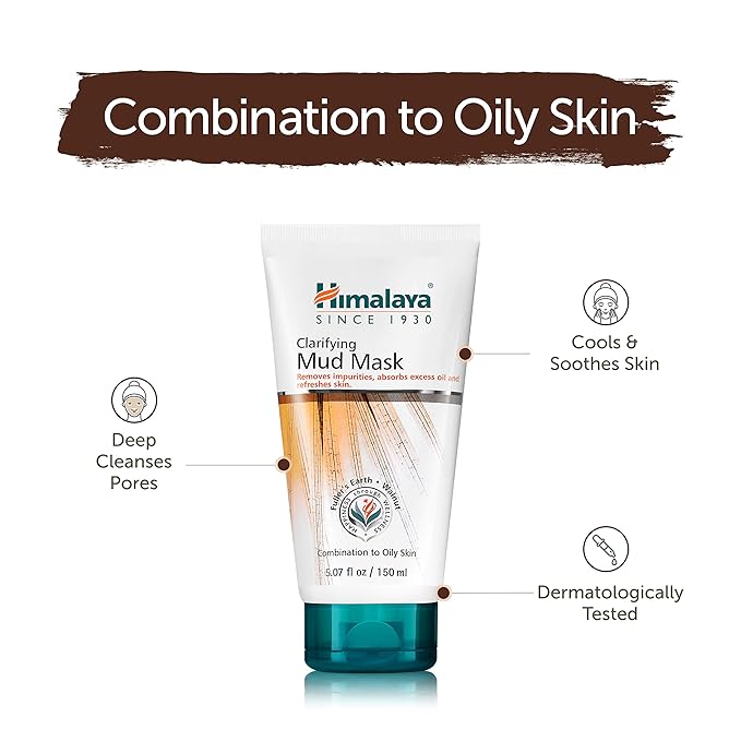 Himalaya Clarifying Mud Mask for Purifying & Deep Cleaning, to Hydrate & Rejuvenate Tired Skin, 5.07 oz