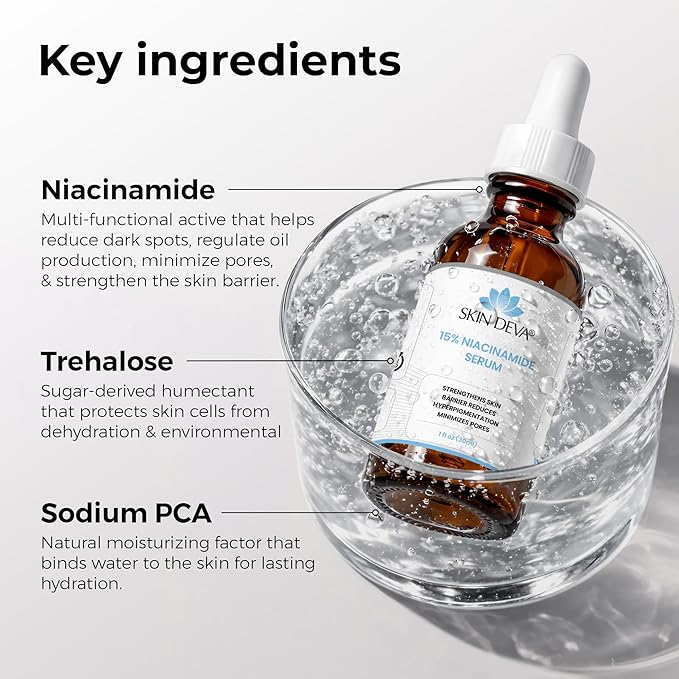 Skin Deva 15% Niacinamide Serum with Vitamin B3 – Pore Appearance & Oil Balance Facial Serum, Lightweight Formula for Smooth, Even-Looking Skin - Pack of 2