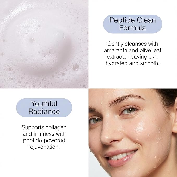 Skin Perfection Foaming Peptide Cleanser Ewg Verified Healthy Boost Amaranth Natural Amino Acids & Botanicals Soothing Facial Cleanser Face Wash Foam 4 Oz