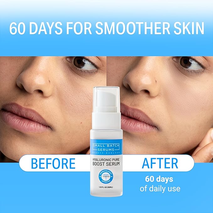 Pure Hyaluronic Acid Face Serum for Women - For Dull, Dry Facial Skin w/Ultra Moisturizer HA Acido Hialuronico - Anti Aging Daily Plumping Hydrating Skincare Serum - Alcohol Fee - Made in USA