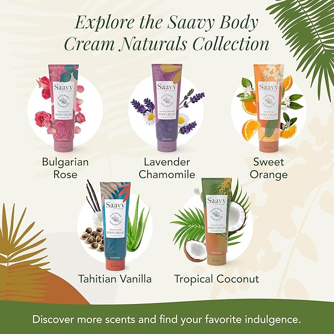 Saavy Naturals Deeply Hydrating Body Cream for Dry Skin – Nourishing Shea Butter, Plant-Based & Sustainably Sourced – Tropical Coconut – 8.5 fl oz, 2 pack