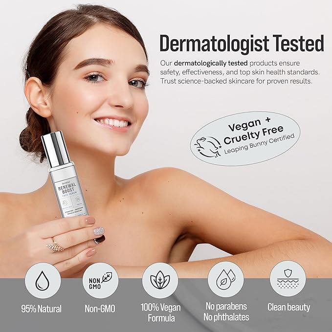 Hyaluronic Acid & Peptides Face Serum - Dermatologist Tested, Anti-Aging, Korean Skin Care, Hydrates Smooths Firms – Clean Vegan Beauty for Dry Sensitive Skin – 1.69 Fl Oz