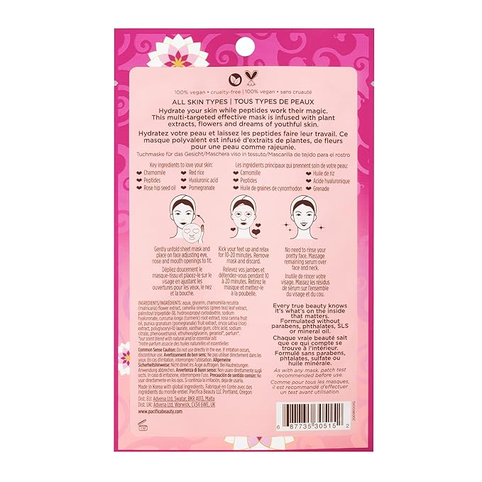 Pacifica Disobey Time Facial Mask - Rose and Peptide 1 Pc (Pack of 2)