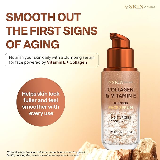 Collagen & Vitamin E Face Serum – Hydrating, Firming & Nourishing Formula – Dermatologist Tested, Anti-Aging, Korean Skin Care – Clean Beauty, Cruelty Free, Vegan – 1.69 Fl Oz