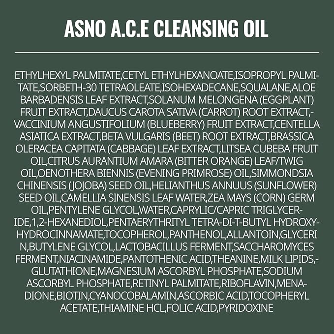 ASNO Multi Vitamin A.C.E Cleansing Oil 300ml - Vegan Makeup Cleanser, Blackhead Whitehead Sebum Remover, Pore Control & Aromatherapy, Glutathione + Aloe vera + Squalane, Korean Skin Care