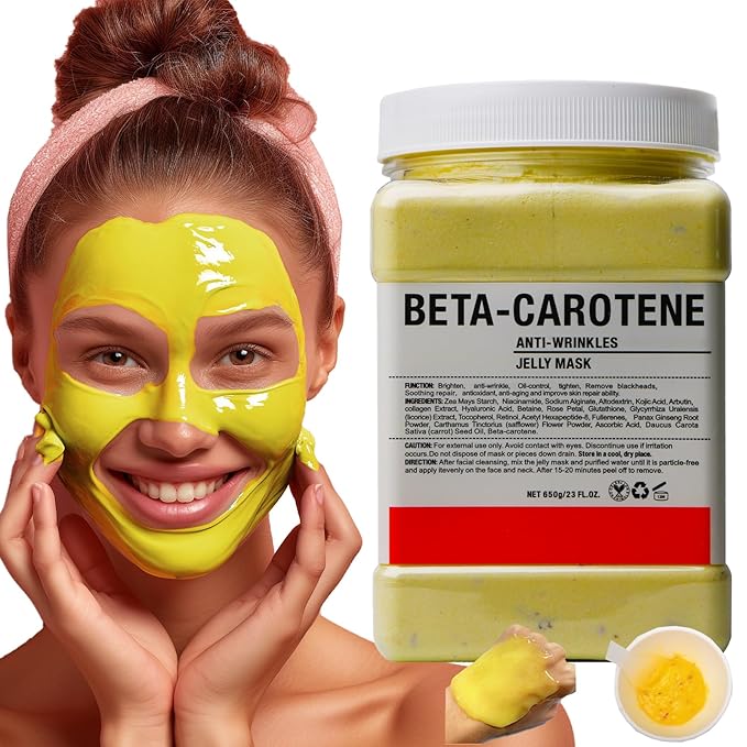 Vajacial Hydro Jelly Mask Powder for Face, Jelly Mask for Facials Professional, Jelly Facial Mask for Teens and Women. Jelly face mask. (Beta Carotene)