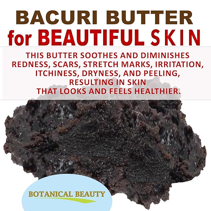 Botanical Beauty Brazilian BACURI BUTTER 100% Pure Natural VIRGIN UNREFINED for FACE, SKIN, BODY, HAIR, NAILS Skin Moisturizer Butter, Skin Nourishing Butter (4 Fl Oz)