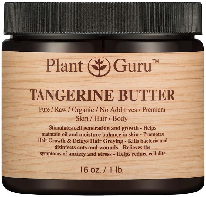 Tangerine Body Butter 16 oz. 100% Pure Raw Fresh Natural Cold Pressed. Skin Body and Hair Moisturizer, DIY Creams, Balms, Lotions, Soaps.