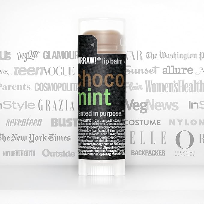 Hurraw! Chocolate & Mint Combo Lip Balm: Choco Mint. Organic, Certified Vegan, Cruelty and Gluten Free. Non-GMO, 100% Natural Ingredients. Bee, Shea, Soy and Palm Free. Made in USA