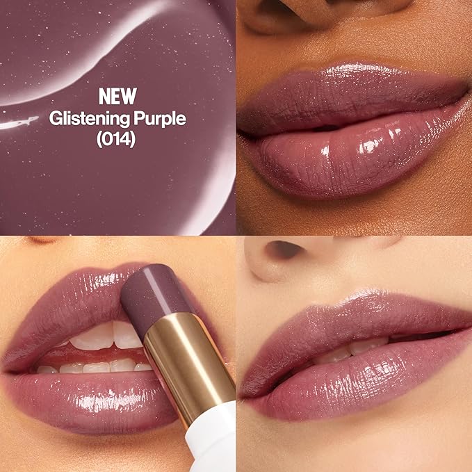 REVLON Super Lustrous Glass Shine Balm, Hydrating Tinted Lip Balm with Hyaluronic Acid, Aloe & Rose Quartz, Dark Mauve Lipstick, NEW Shade, 014 Glistening Purple, 0.11 oz