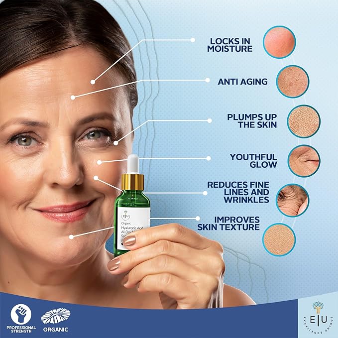 Organic Hyaluronic Acid Serum for Face – 30ml Hydrating Serum – Hyaluronic Acid Serums for Deep Moisture, Plumping & Anti-Aging