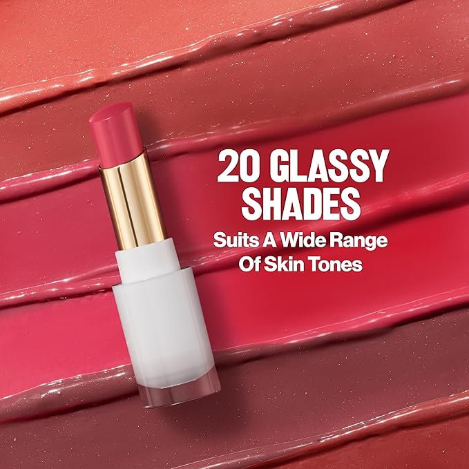 REVLON Super Lustrous Glass Shine Balm, Hydrating Tinted Lip Balm with Hyaluronic Acid, Aloe & Rose Quartz, 007 Glazed Mauve, 0.11 oz