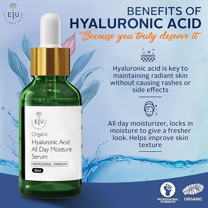 Organic Hyaluronic Acid Serum for Face – 30ml Hydrating Serum – Hyaluronic Acid Serums for Deep Moisture, Plumping & Anti-Aging
