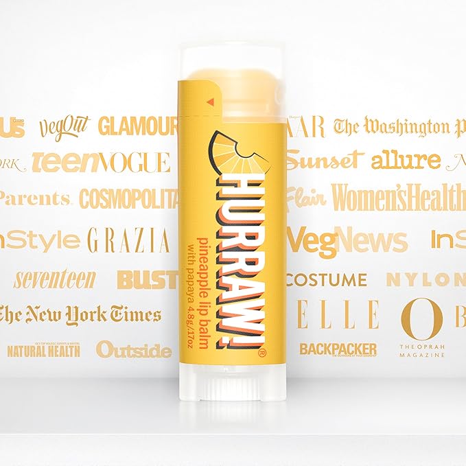 Hurraw! Pineapple Lip Balm: Organic, Certified Vegan, Cruelty and Gluten Free. Non-GMO, 100% Natural Ingredients. Bee, Shea, Soy and Palm Free. Made in USA