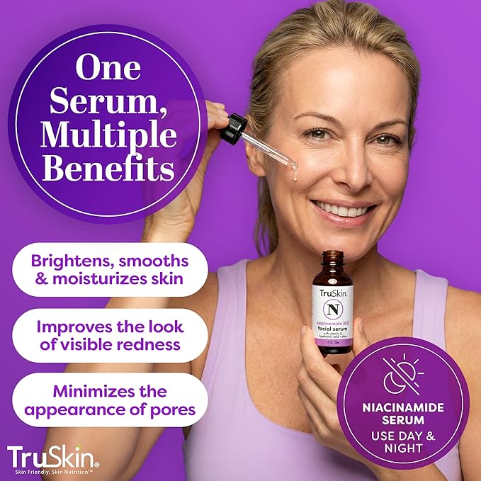 TruSkin Niacinamide Serum for Face - Pore Minimizing & Tone Balancing B3 Serum with Hyaluronic Acid, Aloe & Vitamin E - Hydrating Niacinamide Face Serum for Uneven Tone & Oily Skin, 1 fl oz