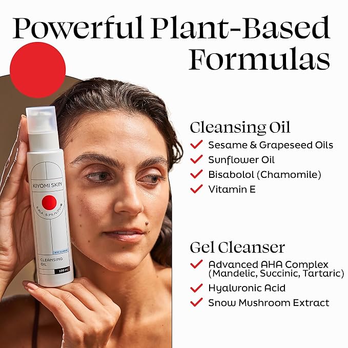Face Cleansing Oil & Gel Cleanser Set - Hydrating Facial Skincare Kit - Gentle, Fragrance-Free Formulas for All Skin Types - Vegan