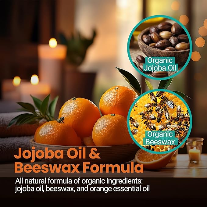 | USDA Organic Orange Lip Balm – 70% Jojoba Oil with Beeswax – Natural Orange Essential Oil – Nourishes & Softens Dry Lips – 2-Pack (0.15 oz / 4.6 g Each)
