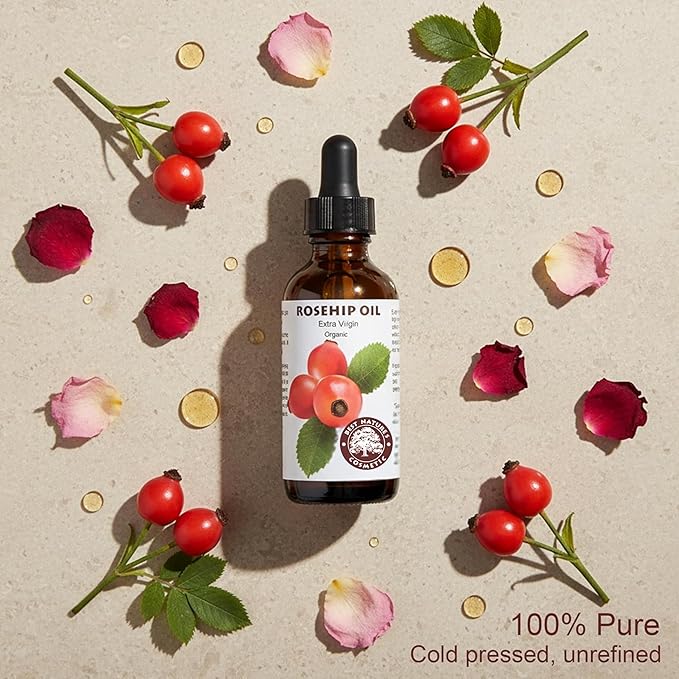 Best Nature's Cosmetics Rosehip Seed Oil – 100% Pure & Unrefined - Cold Pressed from Chile - Brightens & Rejuvenates Skin - Helps Fade Scars & Wrinkles - Natural Glow Face Oil - 1 fl oz / 30 ml