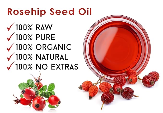 Au Natural Organics Rosehip Oil - Natural Source of Vitamin A - Face & Body Skin Moisturizer - Cleansing & Anti-Aging Power - 3.4oz / 100ml