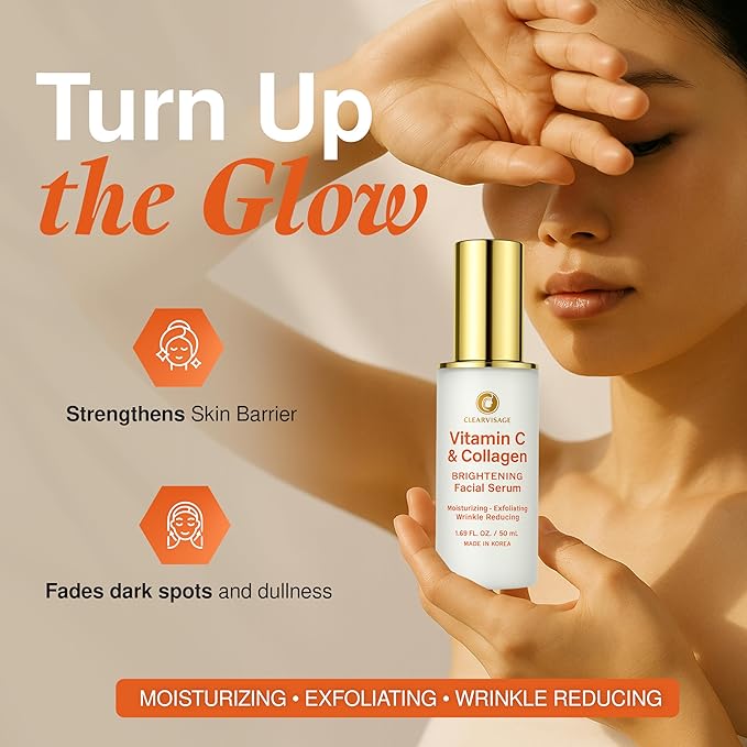 Vitamin C Serum For Face with Collagen – Dermatologist Tested, Anti Aging, Korean Skin Care – Fades Look of Dark Spots, Smooths Fine Lines, Firms & Hydrates – Clean Beauty – 1.69 Fl. Oz