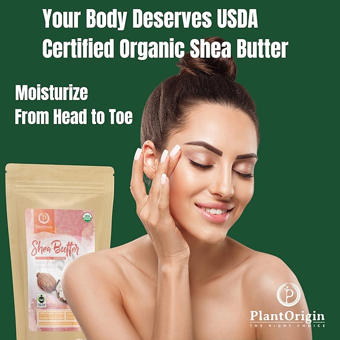 Shea Butter 1 lb | Raw USDA Certified Organic | African Unrefined | Great for Hair, Skin, and your DIY Projects | Soap Making Base, Lip Balm, Stretch Mark Cream.