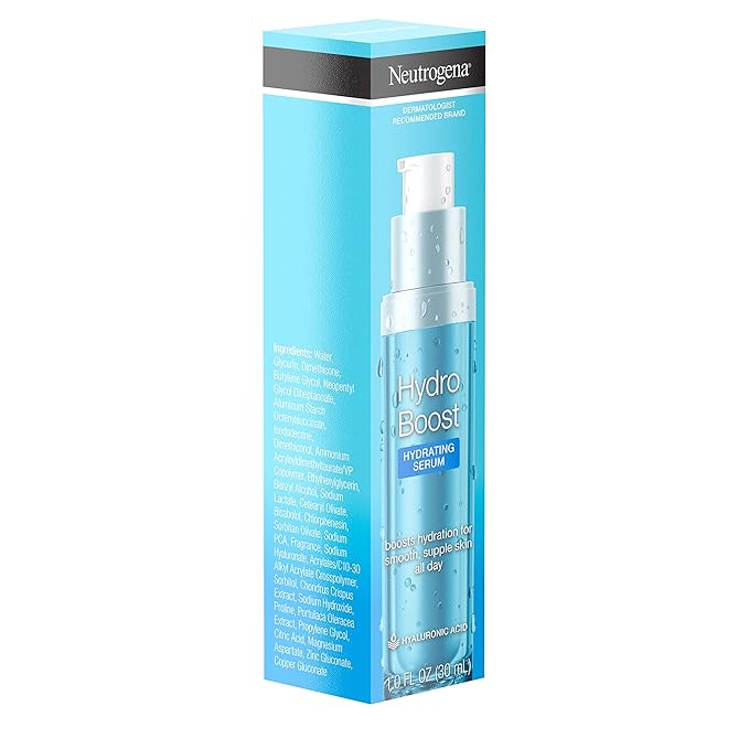 Neutrogena Hydro Boost Hydrating Hyaluronic Acid Serum, Oil-Free and Non-Comedogenic Face Serum Formula for Glowing Complexion, Oil-Free & Non-Comedogenic, 1 fl. oz