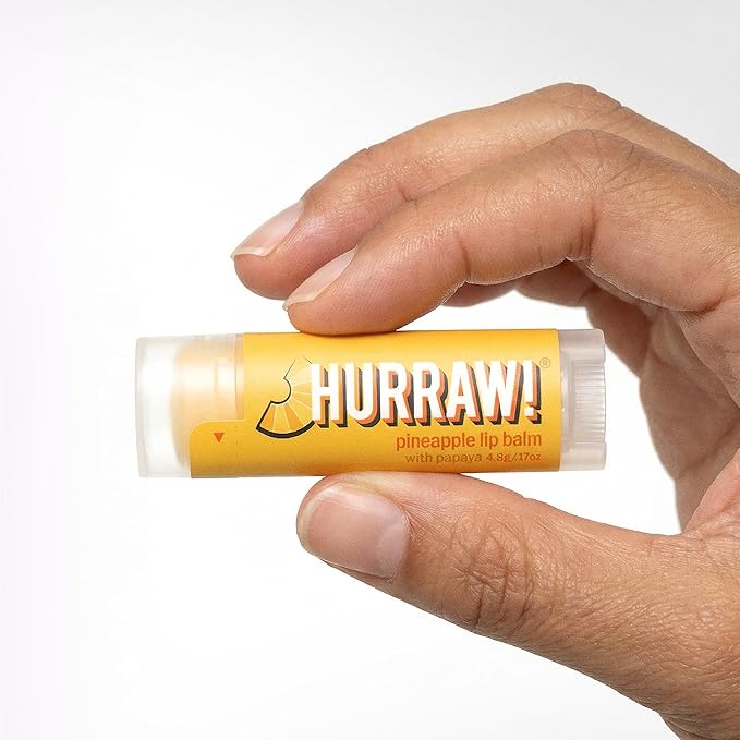 Hurraw! Pineapple Lip Balm: Organic, Certified Vegan, Cruelty and Gluten Free. Non-GMO, 100% Natural Ingredients. Bee, Shea, Soy and Palm Free. Made in USA
