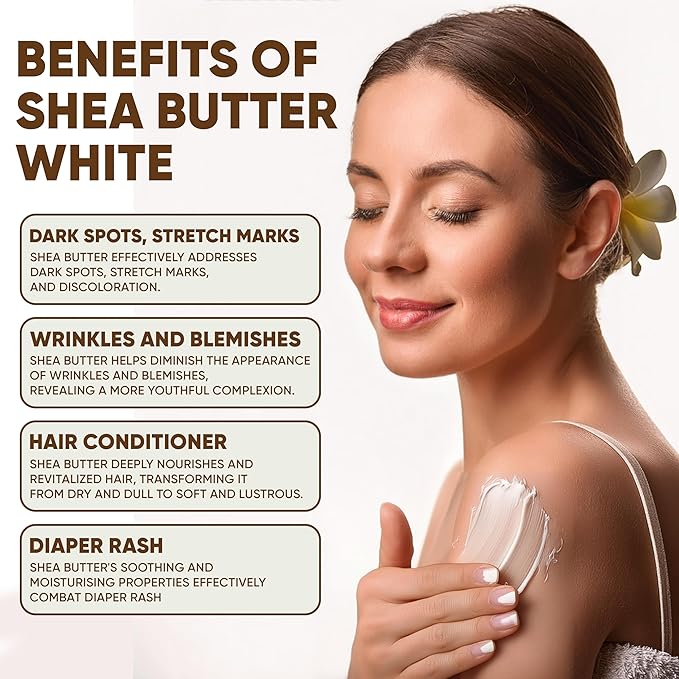 HERBOGANIC Pure Raw African Shea Butter, Organic White Ivory Premium 100% Natural Unrefined Ghana Skin Beauty Care Face Body Hair Scalp Non GMO (5 Lb) (Shea Butter 5 LB)
