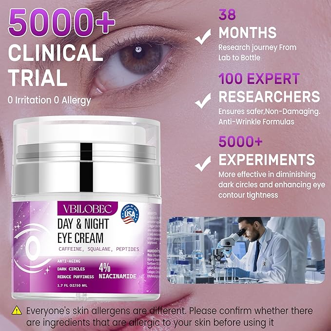 2025 Latest Caffeine Eye Cream:[30+ SGS Certified] [Used by Over 1M Fans] Anti-aging Eye Cream to eliminate dark circles, puffiness, and fine lines.1.7 fl oz, for Women& Men,3PC