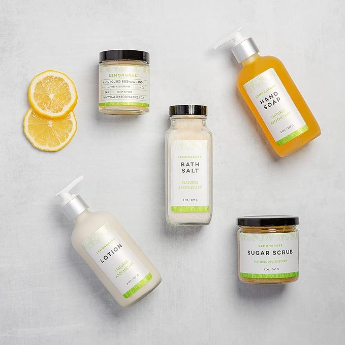 Lemongrass Organic Sugar Scrub for Glowing, Smooth, and Healthy Skin, Hypoallergenic, All-Natural, Plant-Derived, Made in USA by DAYSPA Body Basics