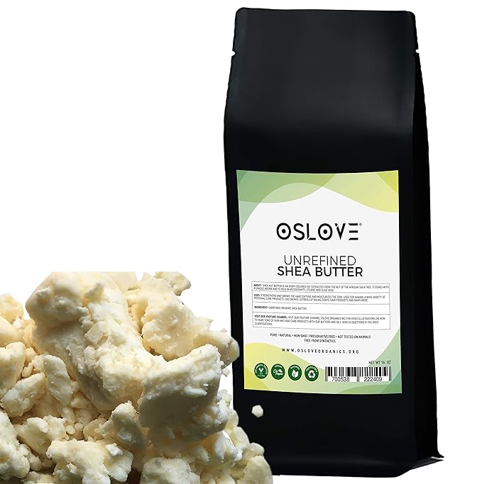 Organic Unrefined Shea Butter 1 LB Unrefined, African,100% Pure, Non-GMO, Fresh and Creamy | Use for Body/Hair moisturizing butters, Lip balms, soap base, salves and deodorants