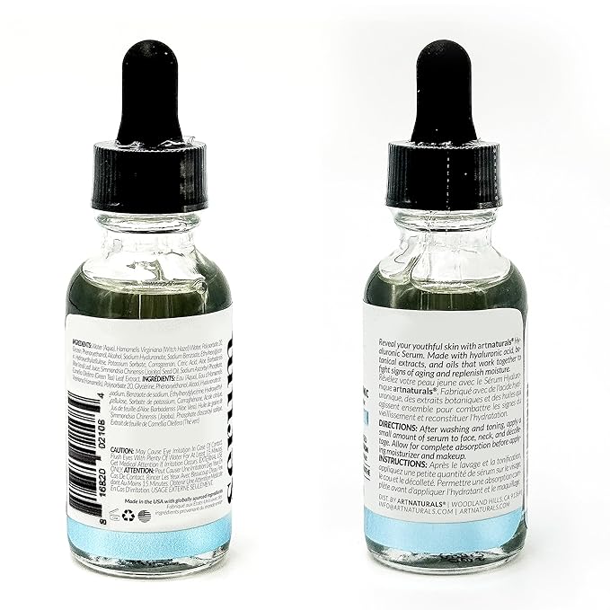 ArtNaturals Hyaluronic Acid Serum - Anti- Aging Facial Serum, Natural Moisturizer w/Vitamin C Serum & Vitamin E - for Skin Care - Reduce Wrinkles & Dark Spots (1 Fl Oz (Pack of 1))