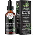 SANOOR Jamaican Glow Castor Elixir Oil | 100% Pure and Natural - Premium Grade Leave In Oil for Hair Growth, Eyelashes and Eyebrows| Infused with Nutrients Pure Hair Butter | Cold-pressed | 60ml
