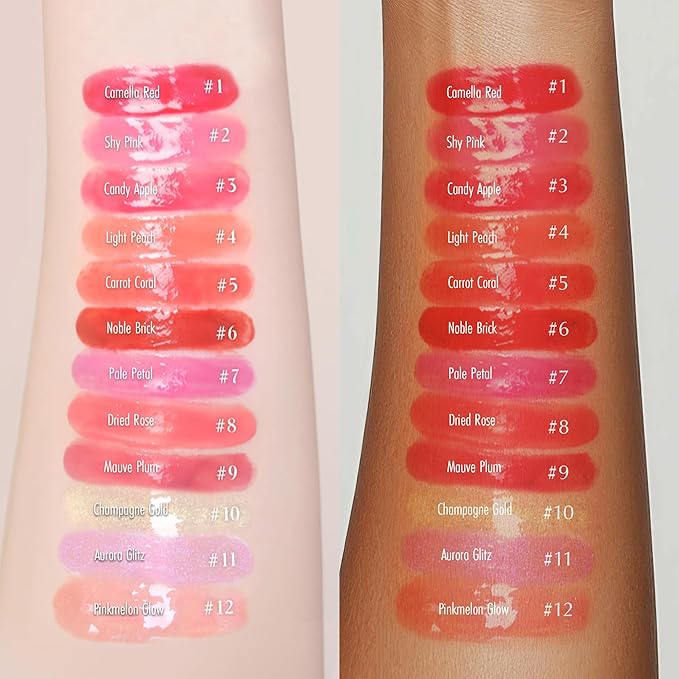 self beauty Veganize Collagen Lip Glass Balm - Hydrating Lip w/Hyaluronic Acid - Vegan Korean Lip Balm Moisturizing Lip Care – Lip Gloss Repair for Dry Cracked Lips 0.06 oz (#1 Camellia Red)