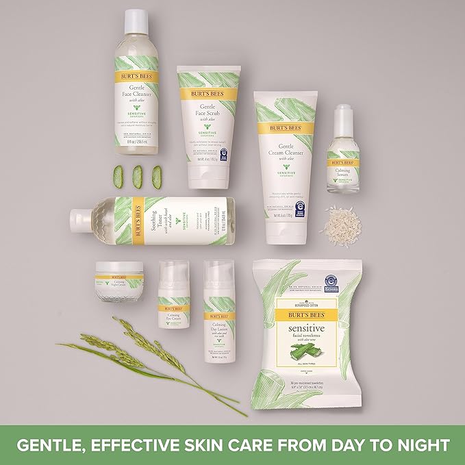 Burts Bees Sensitive Solutions SPF 30 Calming Day Lotion with Aloe and Rice Milk, Broad Spectrum SPF 30, Lightweight Mineral Sunscreen, 99.4% Natural Origin, 1.8 Fluid Ounces