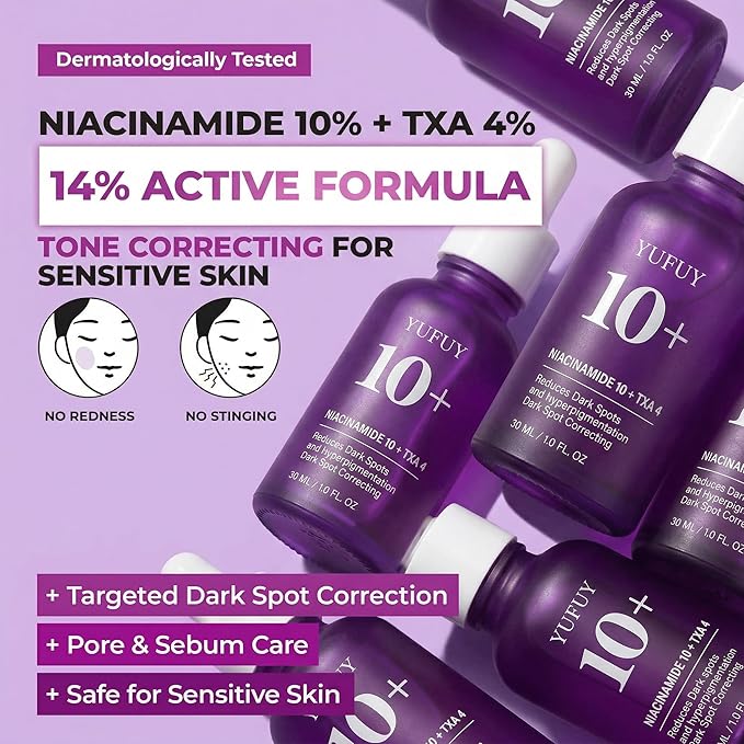 Niacinamide 10 + TXA 4 Serum for Face, Korean Facial Glass Skin Care Centella Serum Dark Spot Corrector Cream, Tranexamic acid Uneven Skin Tone, Pore Care for Sensitive Skin (30ml/1.01 Fl.Oz)