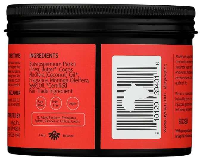 AYÉYA Whipped Shea Body Butter – Joy – Cinnamon, Sandalwood, and Vanilla – Deeply Nourishing Vegan Body Cream for Dry, Dehydrated, or Flaky Skin – Shea, Moringa, and Coconut – 5 oz