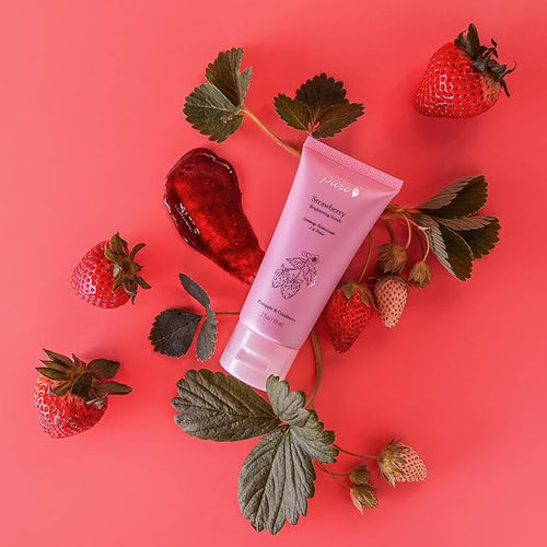 100% PURE Strawberry Brightening Facial Scrub Antioxidant-Rich for Radiant, Smooth Skin - Papaya & Pineapple Enzymes Natural Glow Exfoliator - Gentle Exfoliating Face Wash for Women & Men - 2 Fl oz