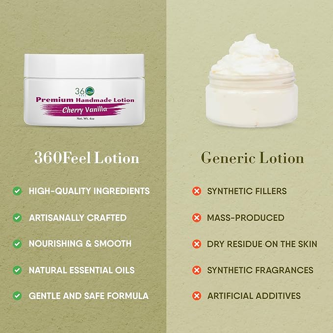 360Feel Cherry Vanilla Aroma - Hydrates with Coconut & Olive Oil, Plant-Based, Non-Greasy, Sensitive Skin, All Day Use