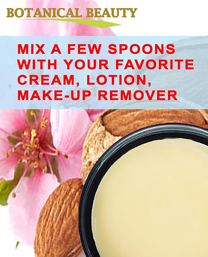 Botanical Beauty SWEET ALMOND OIL BUTTER Pure Natural Virgin Unrefined RAW for FACE, SKIN, BODY, DAMAGED HAIR, NAILS. (16 Fl Oz)