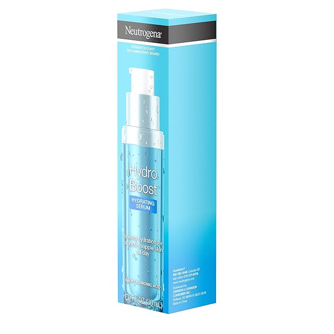 Neutrogena Hydro Boost Hydrating Hyaluronic Acid Serum, Oil-Free and Non-Comedogenic Face Serum Formula for Glowing Complexion, Oil-Free & Non-Comedogenic, 1 fl. oz (Pack of 2)