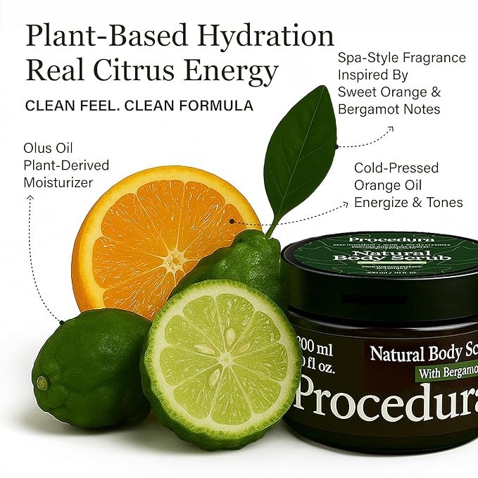 Exfoliating Body Scrub for Women & Men–Natural Sea Salt Scrub with Bergamot & Orange Oil, Deep Cleansing, Hydrating & Moisturizing, Vegan, Paraffin-Free (10 fl oz)