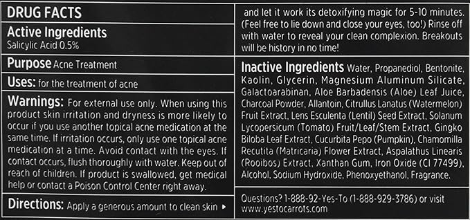 Yes To Tomatoes Detoxifying Mud Mask, Purifying & Conditioning Mask That Prevents New Acne From Forming & Removes Impurities, With Charcoal & Salicylic Acid, Natural, Vegan & Cruelty Free, 1-Pack