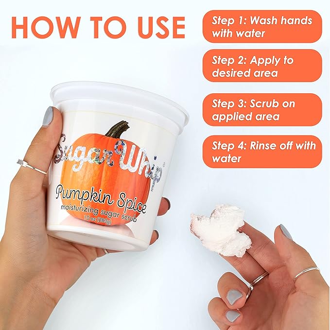 Primal Elements Sugar Scrub, Exfoliating Sugar Whip, Face and Body Cleanser, Moisturizer, Pumpkin, 10 oz Package