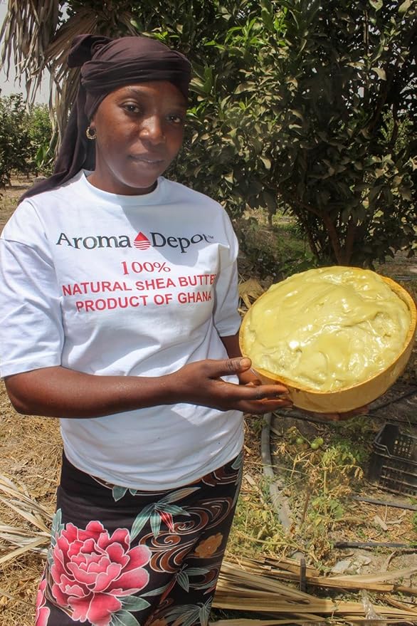 Raw African Shea Butter 5lbs Block Ivory/White Grade A1 00% Pure Natural Unrefined Fresh Moisturizing, Ideal for Dry and Cracked Skin. Can be use in Body, Hair and Face. (White/Ivory)