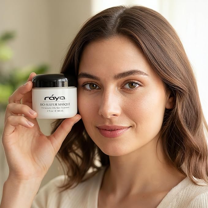 Raya Bio-Sulfur Masque (708) | Facial Clay Mask for Deep Pore Cleansing, Exfoliating Face Pack for Oily, Break-Out Skin | Vitamin-B and Bio Sulfur Formula to Control Oiliness | Skincare Face Mask